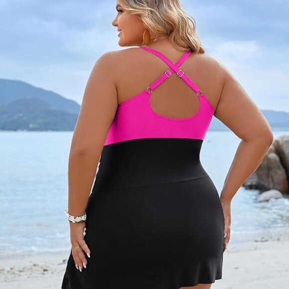 NWT 4XL Blooming Jelly Women Swim Dress Swimsuit One Piece Tummy Control - Picture 2 of 3